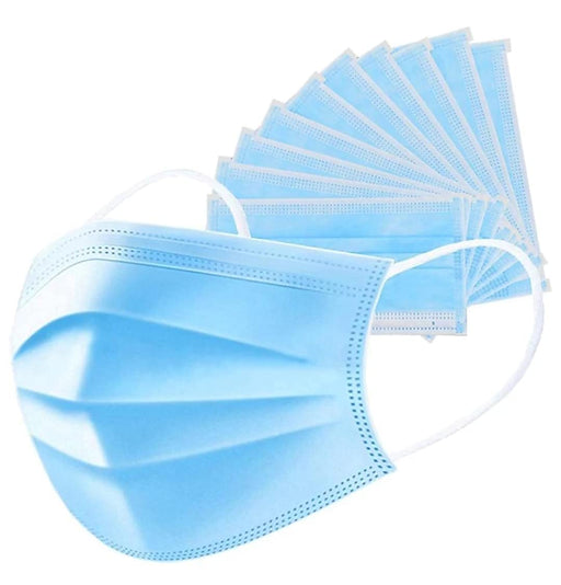 Disposable Face Mask with Nose Clip (Blue/Black, Pack of 50) for Unisex