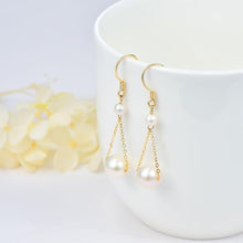 Triangle Pearl Chain Drop Earrings