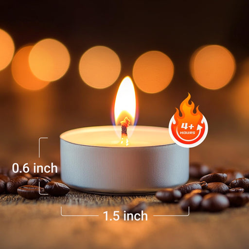 Tea Light Candles – 50 Pack, 4+ Hour Unscented Smokeless Tealights for Home & Events