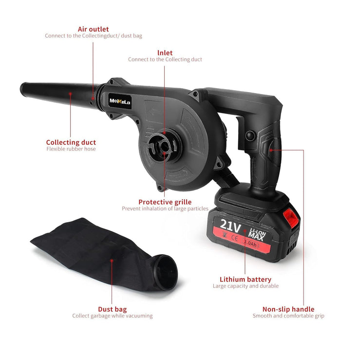 2-in-1 Handheld Air Blower & Vacuum – Portable, Battery-Operated, Multi-Use Tool with Adjustable Speed for Leaf Blowing, Garden Use, Car Interior & Dust Cleaning