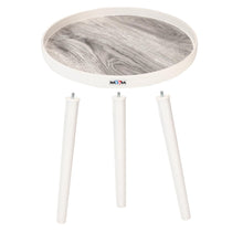 Nayasa Plastic Round Modern Side Coffee Table with an Asthetic Wooden Print