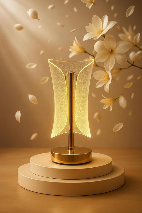 Luxury Crystal Sparkle Bedside Lamp with Golden Metal Base