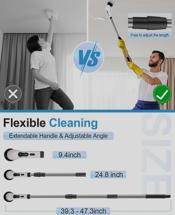 9-in-1 Rechargeable Electric Spin Mop | Versatile Power Scrubber for Bathroom, Floor, Tiles & More | Handheld Cleaning Brush with Interchangeable Heads for Home & Office Use