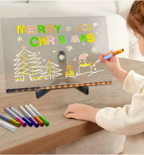 LED Acrylic Message Board with Colorful Lights | Illuminated Dry Erase Board with Stand & 7 Neon Markers for Notes, Memos, Doodles & More (15*15cm)