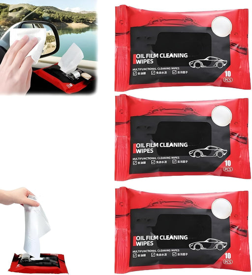 Oil Film Cleaning Wipes – PACK OF 3 (Total 30 Wipes)