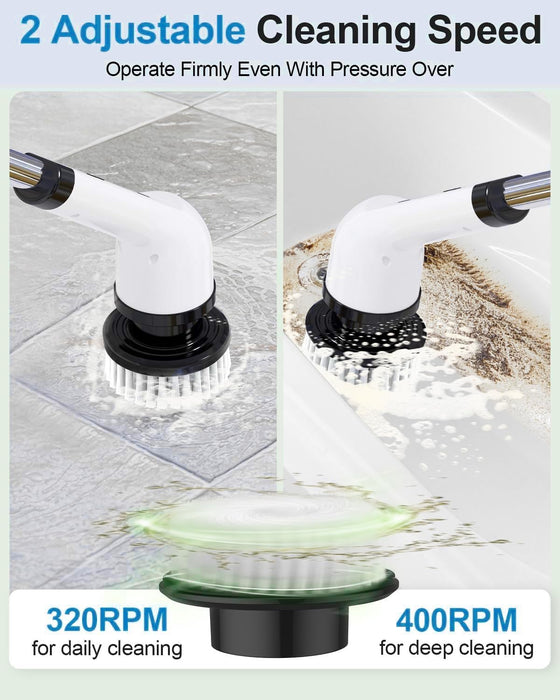 9-in-1 Rechargeable Electric Spin Mop | Versatile Power Scrubber for Bathroom, Floor, Tiles & More | Handheld Cleaning Brush with Interchangeable Heads for Home & Office Use