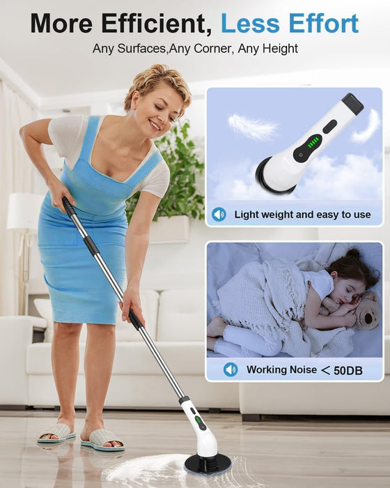 9-in-1 Rechargeable Electric Spin Mop | Versatile Power Scrubber for Bathroom, Floor, Tiles & More | Handheld Cleaning Brush with Interchangeable Heads for Home & Office Use