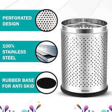 Stainless Steel Perforated Office Dustbin – Round, Pack of 1