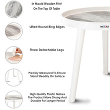 Nayasa Plastic Round Modern Side Coffee Table with an Asthetic Wooden Print