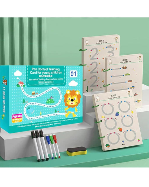 64-Page Magic Tracing Book Set – Reusable Practice Workbook for Kids | Alphabet & Number Writing | Pen Control & Preschool Learning