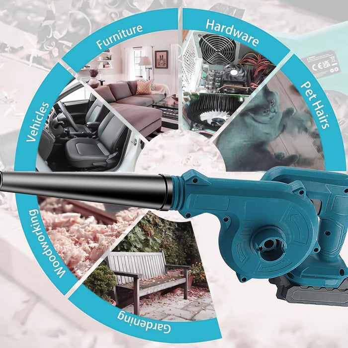 2-in-1 Handheld Air Blower & Vacuum – Portable, Battery-Operated, Multi-Use Tool with Adjustable Speed for Leaf Blowing, Garden Use, Car Interior & Dust Cleaning