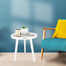 Nayasa Plastic Round Modern Side Coffee Table with an Asthetic Wooden Print