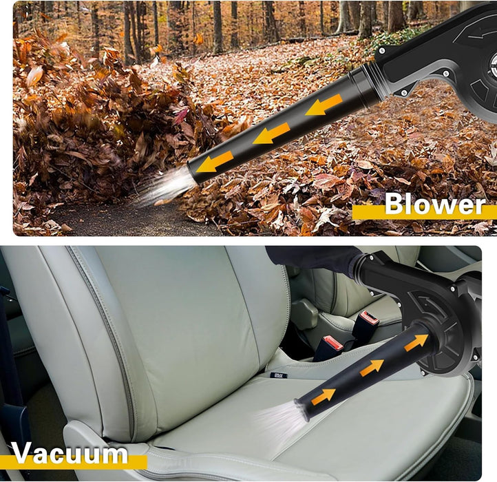 2-in-1 Handheld Air Blower & Vacuum – Portable, Battery-Operated, Multi-Use Tool with Adjustable Speed for Leaf Blowing, Garden Use, Car Interior & Dust Cleaning