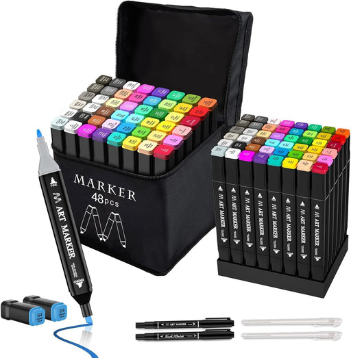 48-Color Dual Tip Alcohol Marker Set
