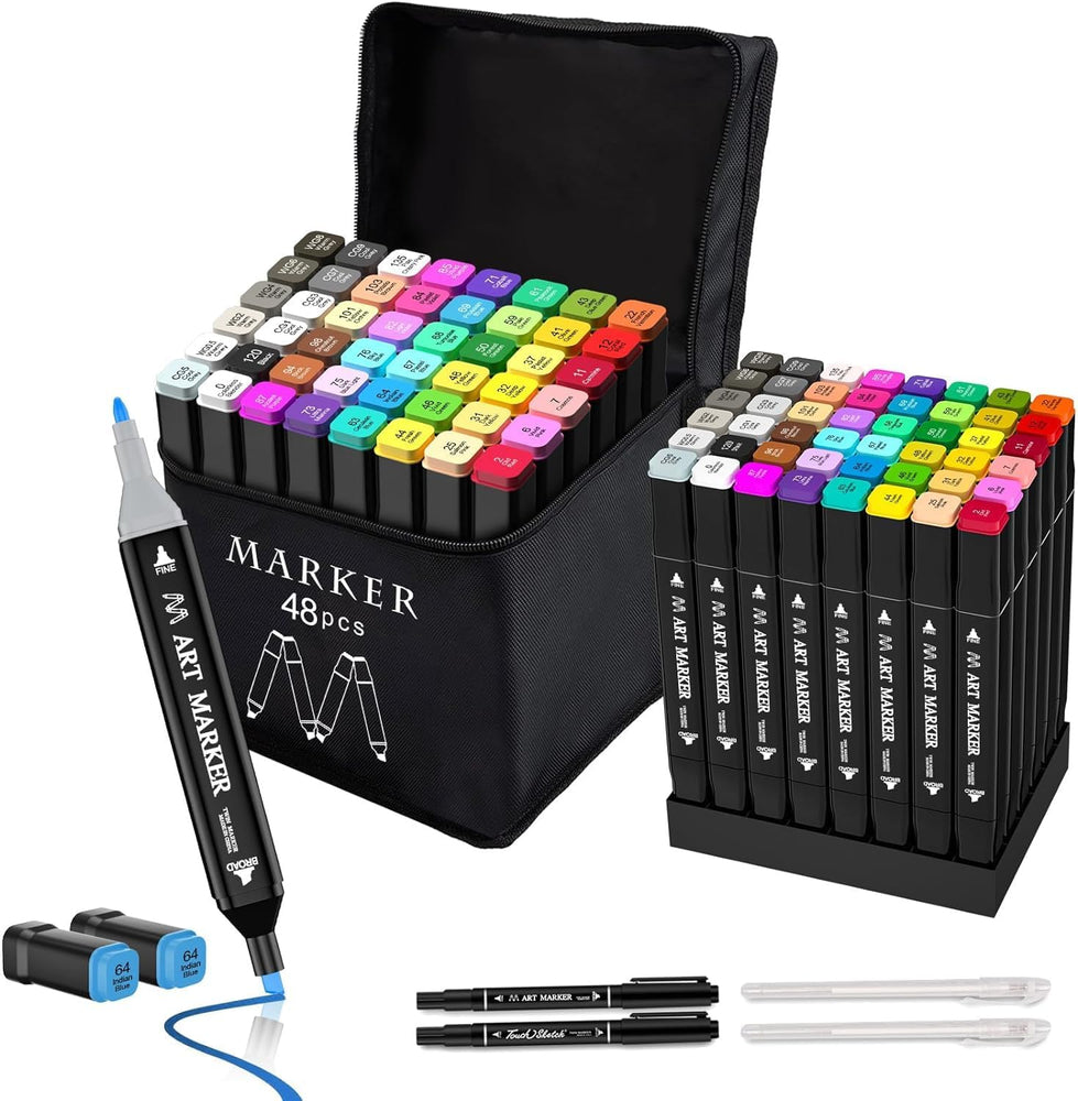 48-Color Dual Tip Alcohol Marker Set