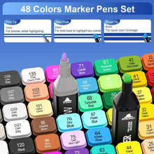 48-Color Dual Tip Alcohol Marker Set – Permanent Felt Tip Pens with Chisel and Fine Tips for Sketching, Drawing, Calligraphy, and Manga Art