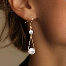 Triangle Pearl Chain Drop Earrings