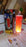 Close-up of the red LED candle, emphasizing its realistic and safe flame-like appearance.