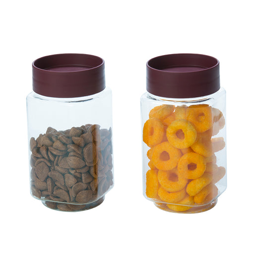 Varmora Store N Stack Square Containers | 1050 ML Set of 2 | Airtight, Stackable Dry Storage Jars | Clear Plastic Canisters