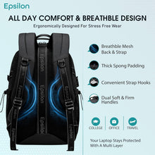 Epsilon Laptop Backpack for Men Women 25L Lightweight Water-resistant Medium Size Casual Backpack 15.6-inch Laptop Bag 5 Pockets Sleek for College Office Daypack