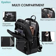 Epsilon Laptop Backpack for Men Women 25L Lightweight Water-resistant Medium Size Casual Backpack 15.6-inch Laptop Bag 5 Pockets Sleek for College Office Daypack