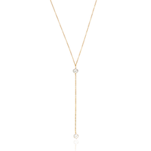 Elegant Golden Pearl Lariat Necklace