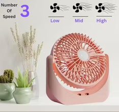 Portable Desk Fan with Light & 3 Speed Modes