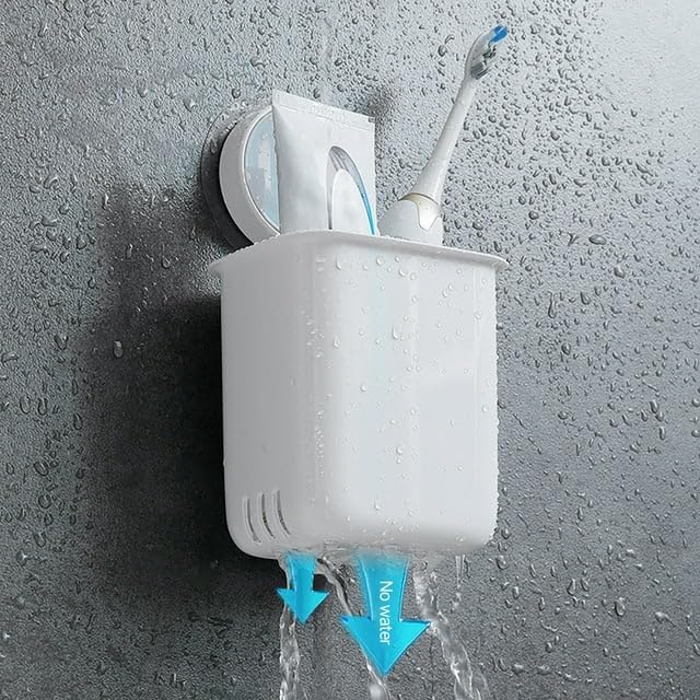 Self-Adhesive Wall Mount Toothbrush Holder – for Toothbrush, Toothpaste, Razor & More (1 Pc)