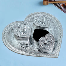 Heart-Shaped 3-Section Tray – Silver Oxidized Finish | Ideal for Dry Fruits, Chocolates, Mouth Fresheners & More