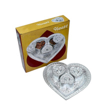 Heart-Shaped 3-Section Tray – Silver Oxidized Finish | Ideal for Dry Fruits, Chocolates, Mouth Fresheners & More