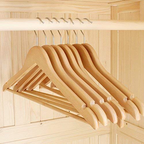 Wooden Hanger (1 Pc) | Sturdy Wooden Clothes Hanger with Shoulder Notches & 360° Rotating Chrome Hook – Ideal for Heavy Garments