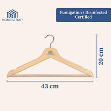 Wooden Hanger (1 Pc) | Sturdy Wooden Clothes Hanger with Shoulder Notches & 360° Rotating Chrome Hook – Ideal for Heavy Garments