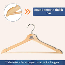 Wooden Hanger (1 Pc) | Sturdy Wooden Clothes Hanger with Shoulder Notches & 360° Rotating Chrome Hook – Ideal for Heavy Garments