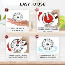 Kitchen Timer with Magnetic Base – 60-Minute Countdown Clock for Cooking, Baking, Studying, Housework, Classroom, Office Meetings, and Games – No Batteries Needed