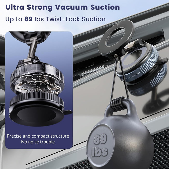 MagSafe Vacuum Mount – Ultra Strong Magnetic Phone Holder (89+LBS Suction, 2800gf Grip)