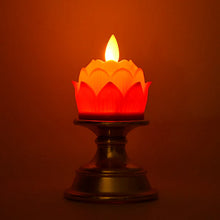 Premium Lotus Shaped LED Flameless Candle with Decorative Holder (1 Pc)