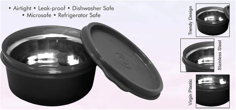 Varmora Magnum Round Container | Plastic Exterior with Stainless Steel Interior | Airtight Lid | FDA Approved