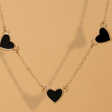 Golden Chain Black Heart & White Heart Pendant Necklaces