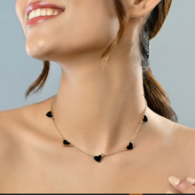 Golden Chain Black Heart & White Heart Pendant Necklaces