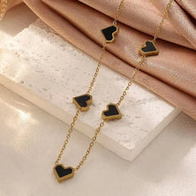 Golden Chain Black Heart & White Heart Pendant Necklaces