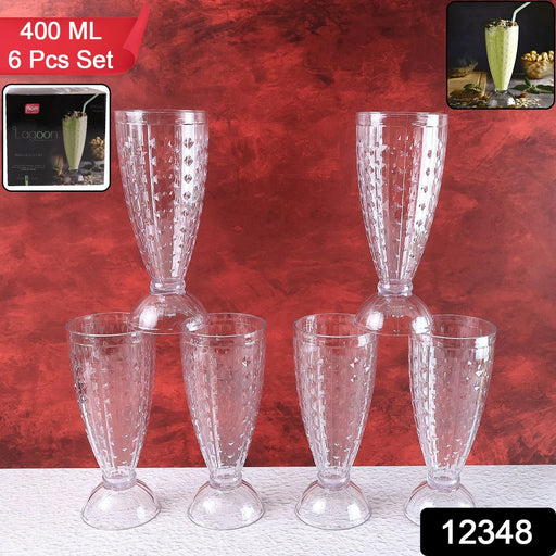 Supermom Transparent Plastic Milkshake Glass Set (400ML / 6 Pc)