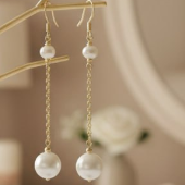 Twin Pearl Threader Earrings