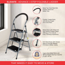 Portable 3-Step Home Ladder – Stable, Anti-Slip Design