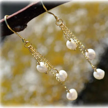 Elegant 3-Pearl Drop Earrings