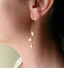 Elegant 3-Pearl Drop Earrings