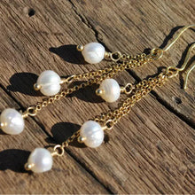Elegant 3-Pearl Drop Earrings