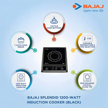 Bajaj Splendid 1200W Induction Cooktop | Toughened Glass | 7 Preset Menus | LED Display | Tact Button Controls