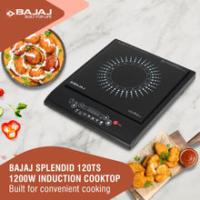 Bajaj Splendid 1200W Induction Cooktop | Toughened Glass | 7 Preset Menus | LED Display | Tact Button Controls