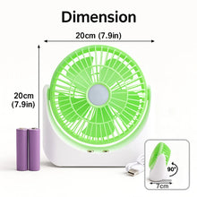 Portable Desk Fan with Light & 3 Speed Modes