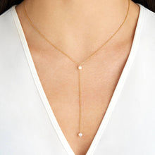 Elegant Golden Pearl Lariat Necklace